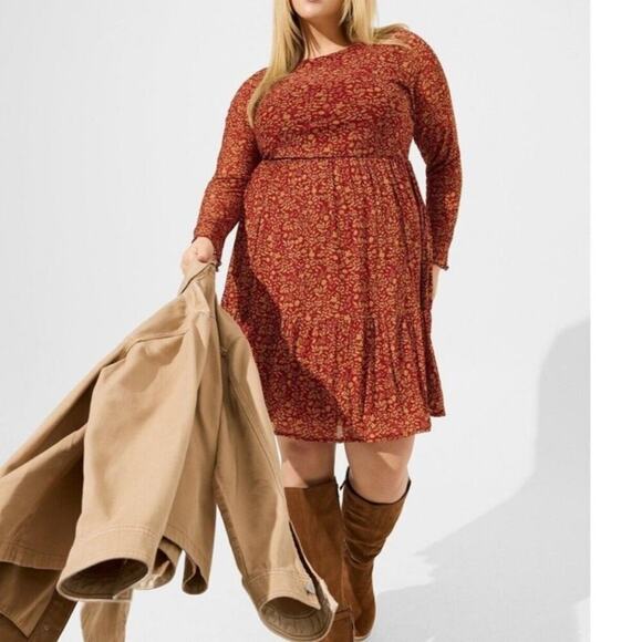 torrid Dresses & Skirts - Torrid Ruffled Floral Mesh Dress Rust Red Size 3X